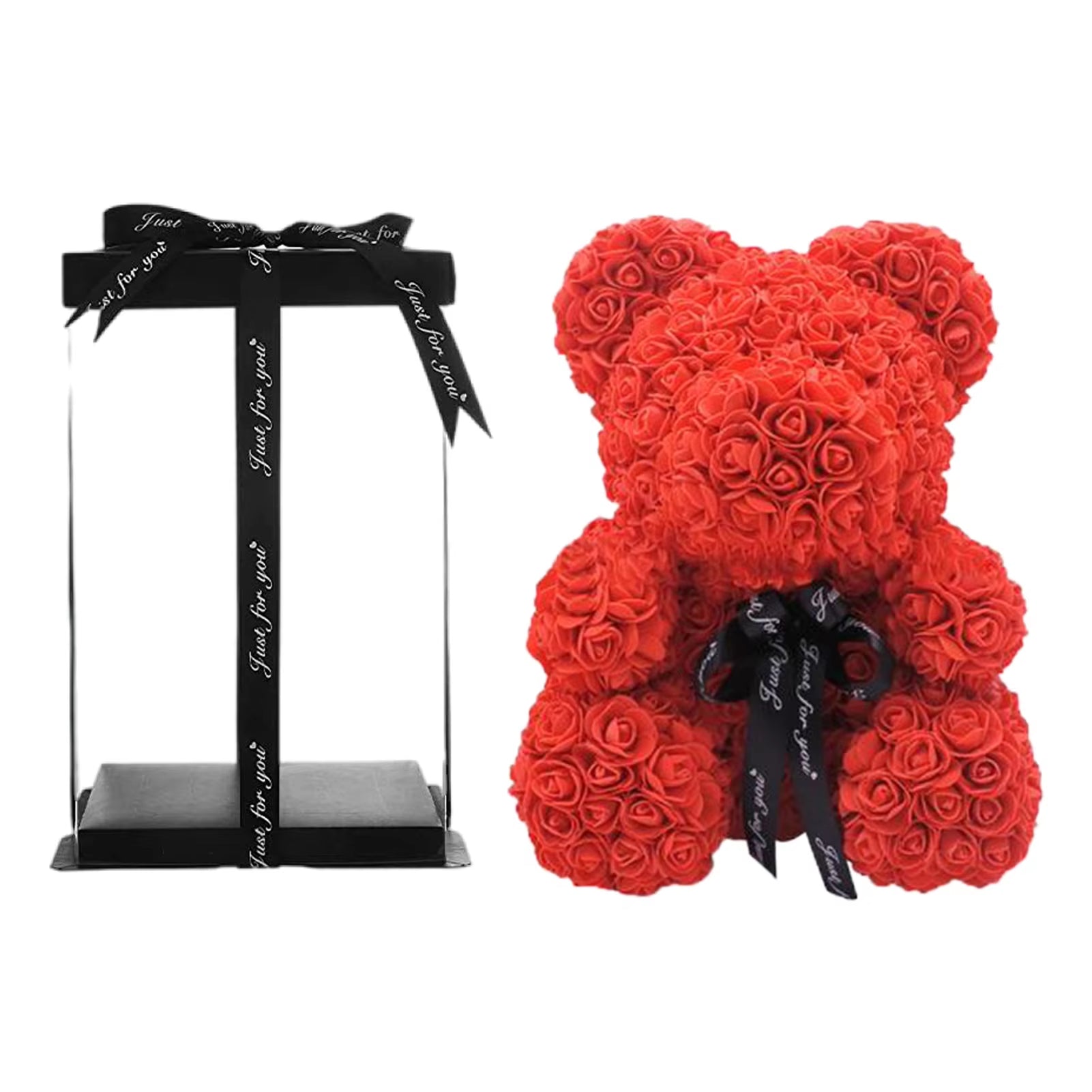 DIY 25 Cm Teddy Rosebear with Box Artificial PE Flower Bear Rose Valentine'S Day for Girlfriend Women Wife Wedding Gifts